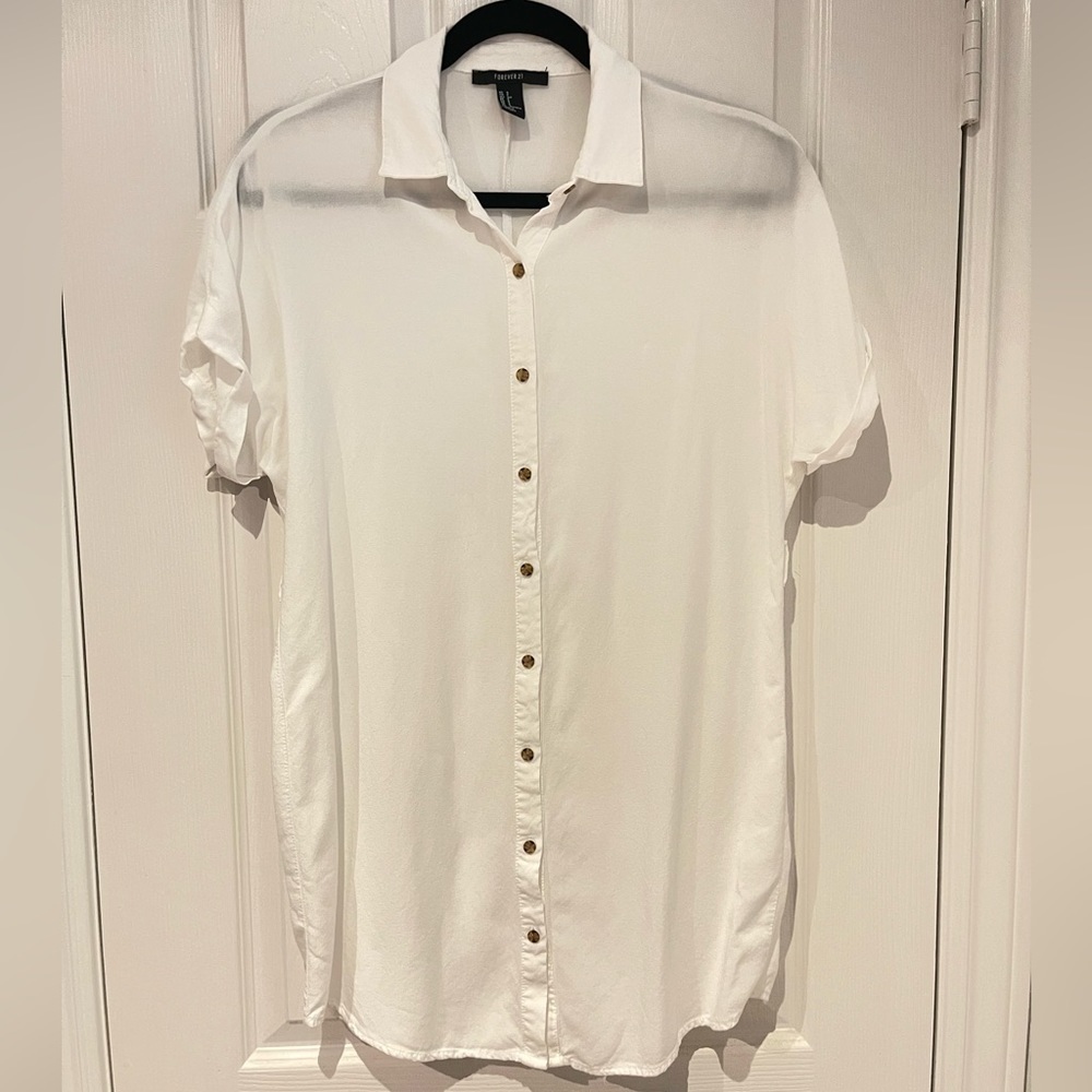 [Forever 21] Button up Short sleeve Tunic Shirt - S